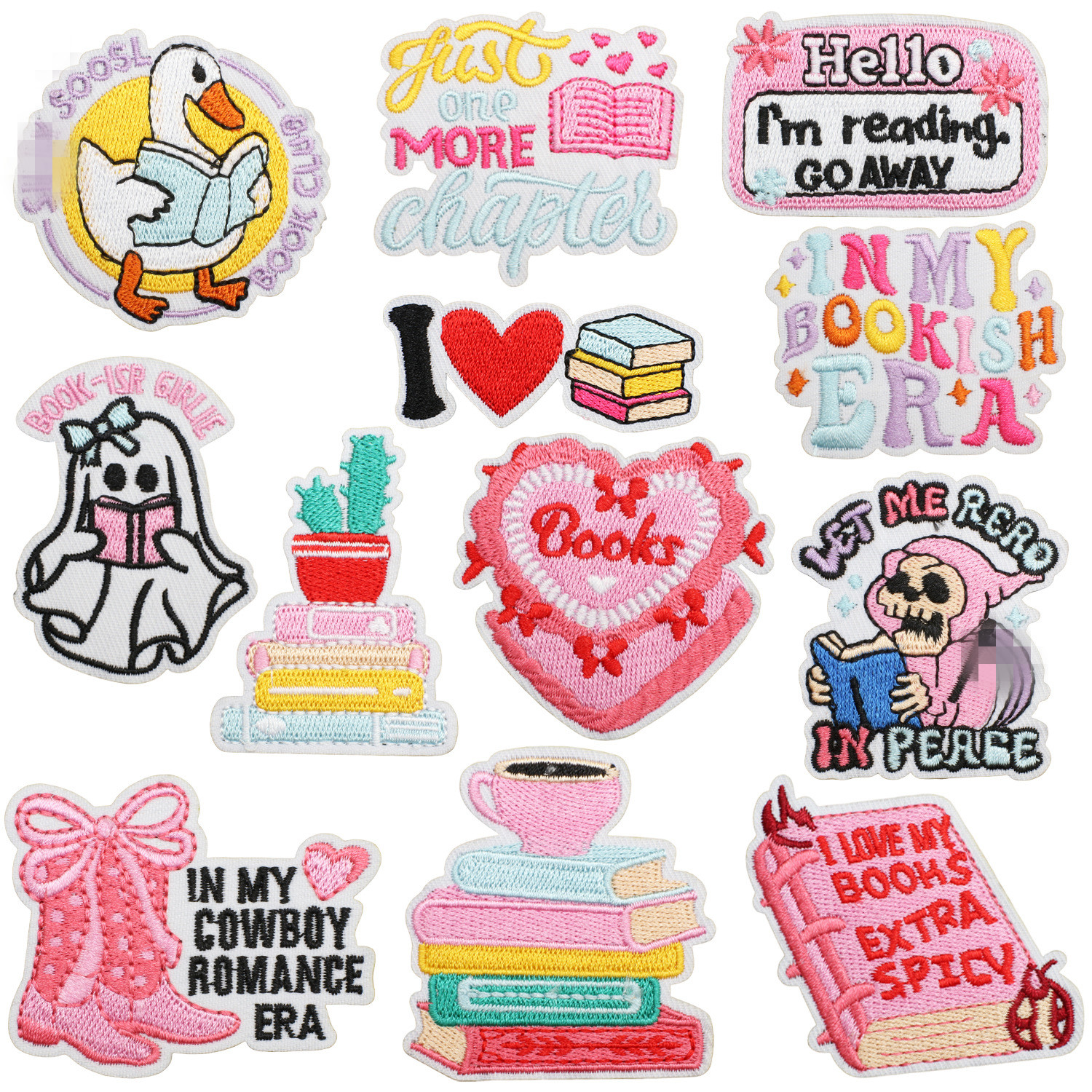 Phone Accessories Pictures - 10 Pcs I Love Books Embroidered